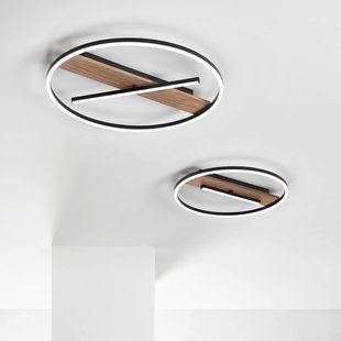 Luce Ambiente Design LED wandlamp Azimuth, Ø 50 cm, zwart/houtkleurig, metaal
