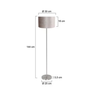 Mexlite Vloerlamp Noor, staal/zilverkleurig velours, hoogte 144 cm, E27