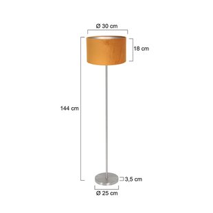 Mexlite Vloerlamp Noor, staal/goudkleurig velours, hoogte 144 cm, E27