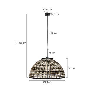 Steinhauer Hanglamp Sparkled Light 4477ZW, bamboevlechtwerk, Ø 60 cm