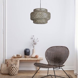 Steinhauer Hanglamp Sparkled Light 4478ZW, bamboevlechtwerk, Ø 53 cm