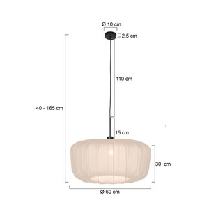 Steinhauer Hanglamp Sparkled Light, crèmekleurig nylon, Ø 60 cm, E27