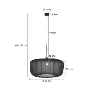 Steinhauer Hanglamp Sparkled Light, zwart nylon, Ø 60 cm, E27