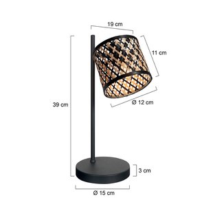 Mexlite Tafellamp Sumba, zwart, bamboe naturel/zwart, E14