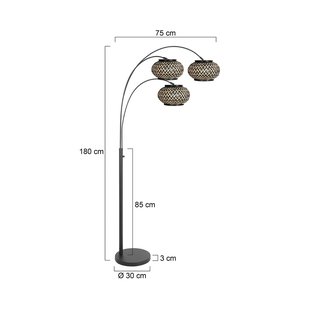 Steinhauer Vloerlamp Nox Light met 3-lamps, zwart, bamboevlechtwerk, E27