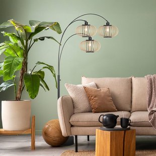 Steinhauer Vloerlamp Nox Light met 3-lamps, zwart, bamboestangen, E27