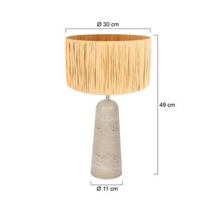 Anne Light Tafellamp Travino, hoogte 49 cm, travertijn, zeegras, E27