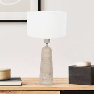 Anne Light Tafellamp Travino, hoogte 49 cm, travertijn, linnen, E27