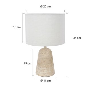 Anne Light Tafellamp Travino, hoogte 34 cm, travertijn, linnen, E27