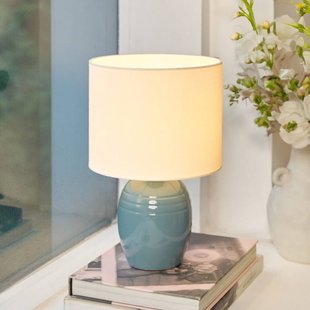 Pauleen tafellamp SEA RHYTHM, wit/blauw, hoogte 30 cm, keramiek