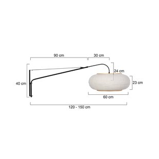 Steinhauer Wandlamp Elegant Classy, zwart/grijs linnen, hout
