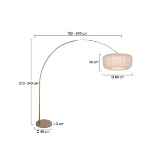 Steinhauer Boogvormige vloerlamp Sparkled Light brons/crèmekleurig nylon, 240 cm