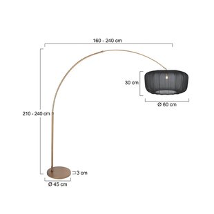 Steinhauer Gebogen vloerlamp Sparkled Light brons/zwart nylon, 240 cm