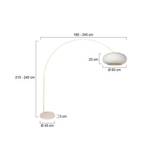 Steinhauer Boogvormige vloerlamp Sparkled Light crème/grijs linnen, 240 cm