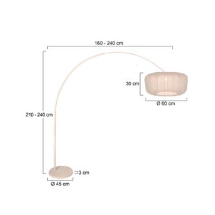 Steinhauer Boogvormige vloerlamp Sparkled Light crème/nylon crème, 240 cm