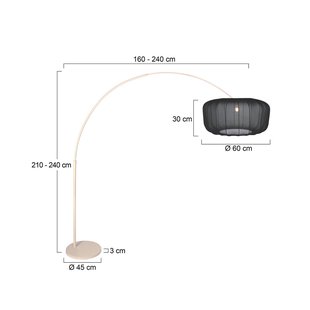 Steinhauer Boogvormige vloerlamp Sparkled Light crème/zwart nylon, 240 cm
