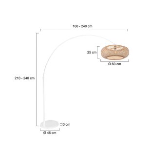 Steinhauer Sparkled Light vloerlamp, wit/natuurlijk bamboevlechtwerk