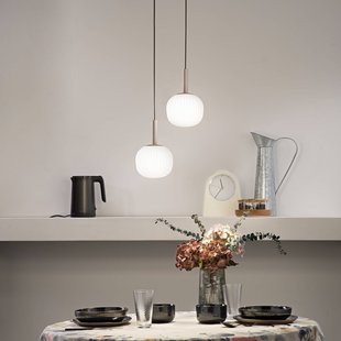 Luce Ambiente Design Hanglamp Eris, lengte 26 cm, bruin/wit, metaal/glas, 2-lamps