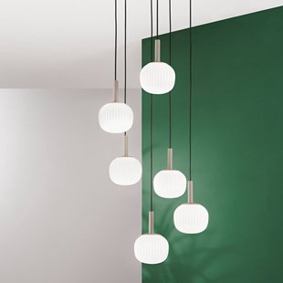 Luce Ambiente Design Hanglamp Eris, lengte 51 cm, bruin/wit, metaal/glas, 6-lamps