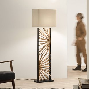 Luce Ambiente Design Vloerlamp ETHERNAL zwart/hout/wit Hoogte 165 cm Hout/stof