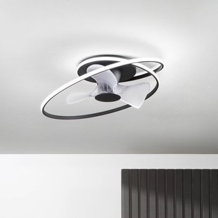 INTEC LED plafondventilator Storm, zwart/wit, Ø 77 cm CCT, stil