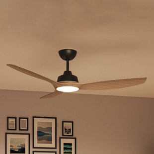 Philips LED-ventilator Olas Ø132 cm hout/zwart, CCT, DC