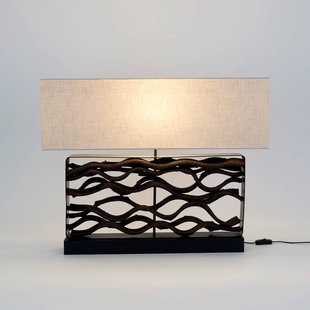 Holländer Tafellamp TREMITI NERO zwart/beige hoogte 67 cm hout/textiel