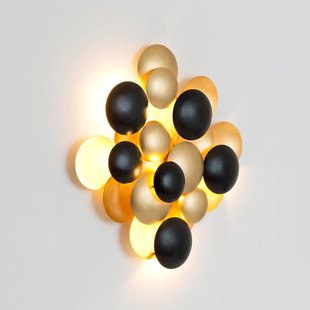 Holländer LED wandlamp BOLLADARIA, zwart/goud 56 x 55 cm metaal dimbaar