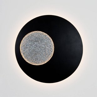 Holländer LED wandlamp LUNA GIGANTE XL, zwart/zilver, Ø 100 cm, dimbaar