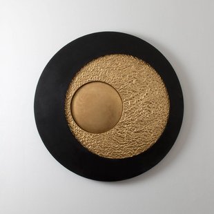Holländer LED wandlamp URANO GIGANTE XL, zwart/goud, Ø 100 cm, dimbaar