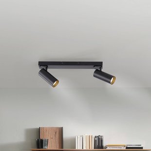 Schöner Wohnen Plafondspot RIK, zwart, 2-lamps, 59 cm, metaal, GU10-LED