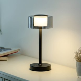Paul Neuhaus RIKA LED tafellamp op accu, zwart, 33 cm, metaal/glas, touchdimmer