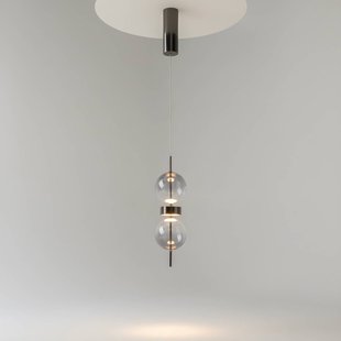 Maytoni LED hanglamp DOUBLE MOON, rookgrijs, Ø 12 cm, glas
