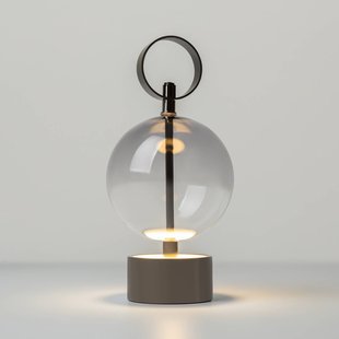 Maytoni LED tafellamp op accu DOUBLE MOON, rookgrijs, hoogte 25 cm, glas