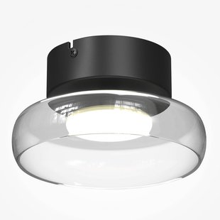 Maytoni LED plafondlamp FLOAT, transparant/zwart, Ø 20 cm, glas/metaal