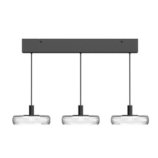 Maytoni LED hanglamp FLOAT, transparant/zwart, 3-lamps, 68 cm, glas/metaal