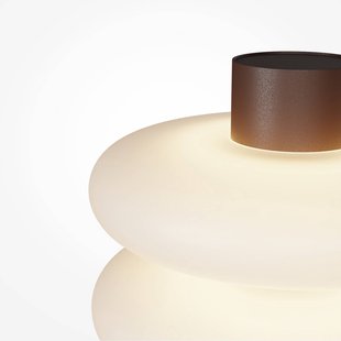 Maytoni LED tafellamp Nuvem, bruin, opaalglas, hoogte 15 cm, dimmer