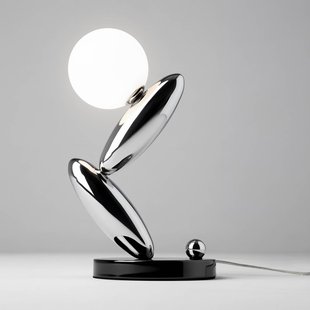 Maytoni LED tafellamp RESONANCE, platina/opaal, 37 cm, metaal/glas, dimbaar