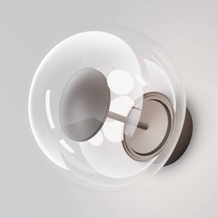 Maytoni LED buiten wandlamp Velora, bruin/transparant, Ø 20 cm, glas, IP54