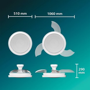Philips LED plafondventilator Bliss, glanzend wit, DC, stil