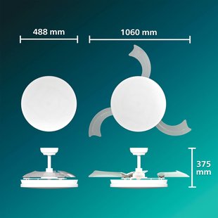 Philips LED plafondventilator Solr, wit, DC, stil, CCT