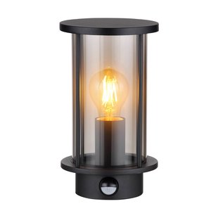 Globo Buitenwandlamp Gracey, sensor, zwart, IP54, E27