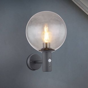 Globo Buitenwandlamp Hedwig, antraciet/rookkleurig, sensor, IP44, E27