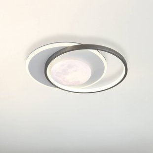 Globo LED plafondlamp Moon, zwart/grijs, metaal, 37 cm
