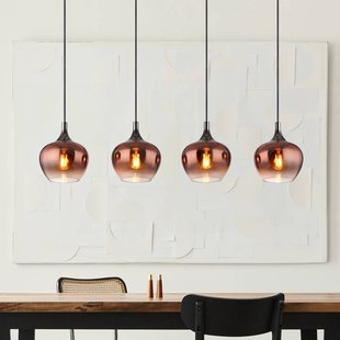 Globo Hanglamp Maxy, koper/zwart, glas, 100 cm lang, E27