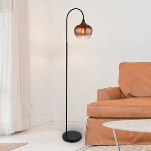 Globo Vloerlamp Maxy, koper/zwart, glas, 150 cm hoog, E27