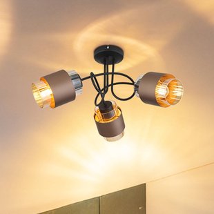 Globo Plafondlamp Milley, amber/brons, glas, Ø 43 cm, 3-lamps, E27
