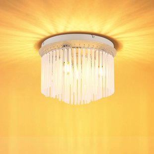 Globo Plafondlamp Gorley, wit/zandkleurig, glas, Ø 32 cm, 5-lamps, E14