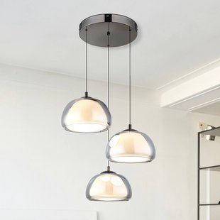 Globo LED hanglamp Avila, rookgrijs/zwart, glas, CCT, dimbaar