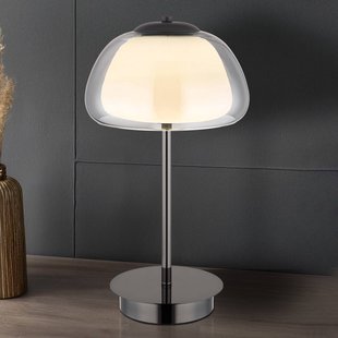 Globo LED tafellamp Avila, rookgrijs/zwart, glas, CCT, dimbaar